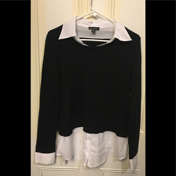 Dynamite Sweaters - Dynamite l Black Sweater with White Blouse